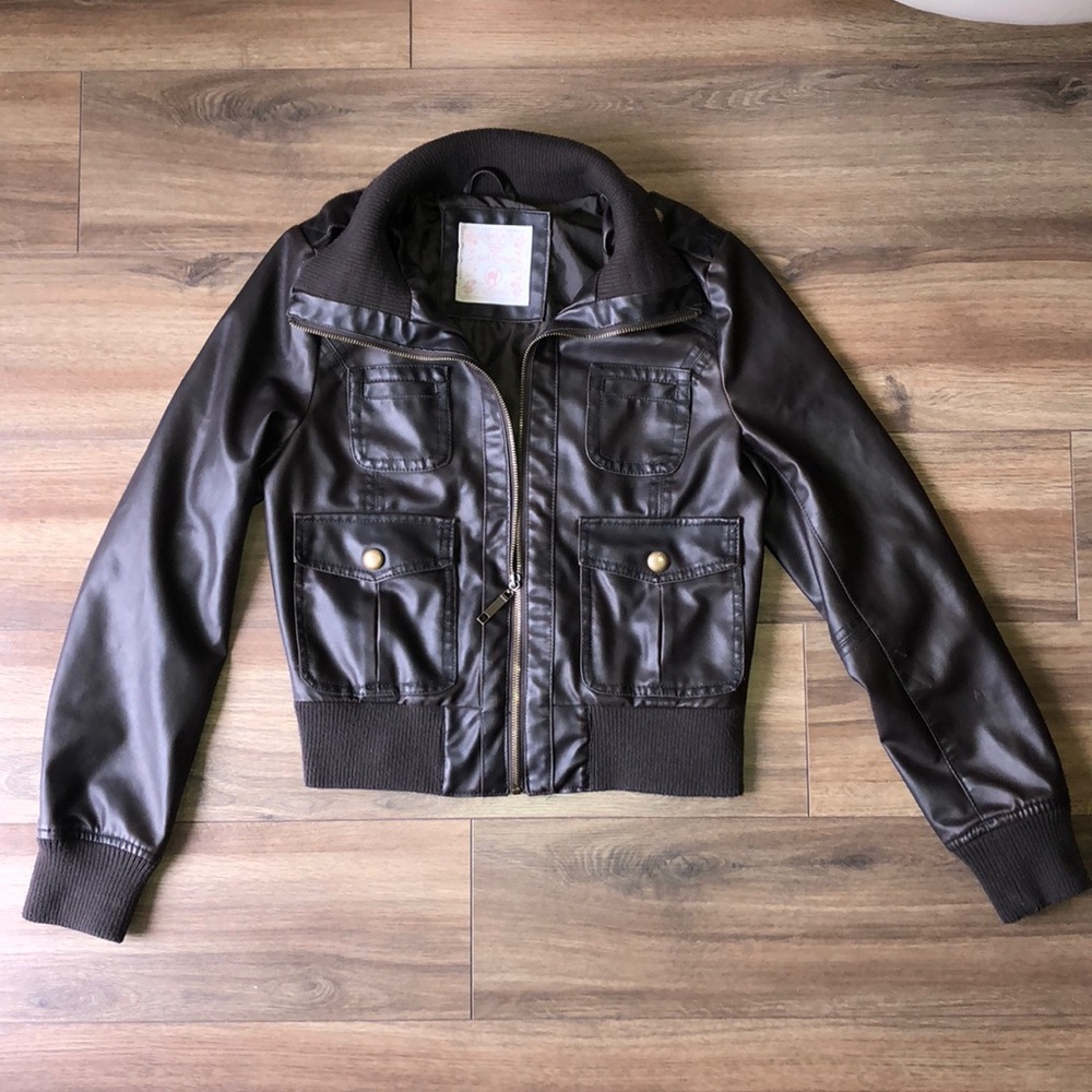 ✨Red Camel Leather Bomber Jacket